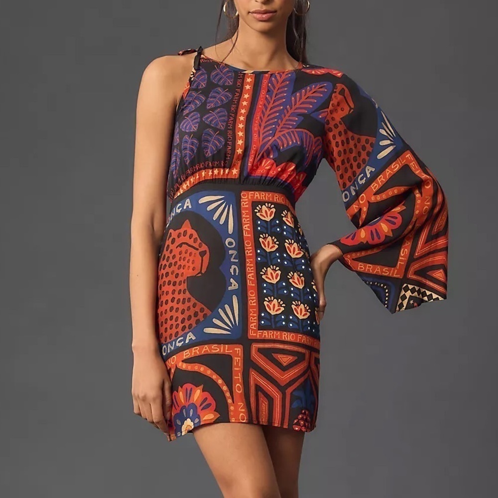 NEW Farm Rio for Anthropologie One Sleeve Dress NWT​​​​​​​​